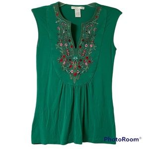 Design History Embroidered Sleeveless Shirt Size Small